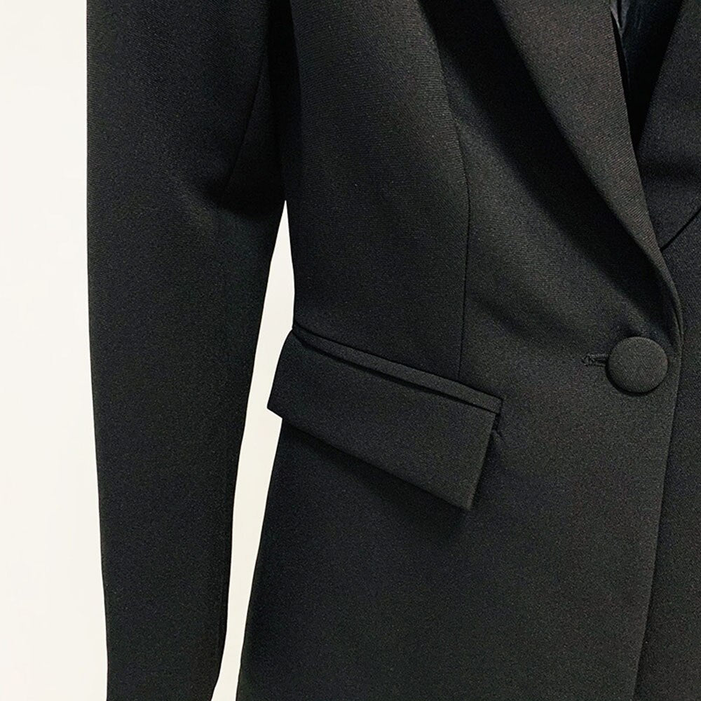 Single Button Blazer & High Waist Trouser Set