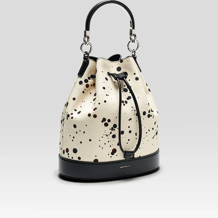 Genuine Leather Versatile Dot Pretend Bucket Handbag