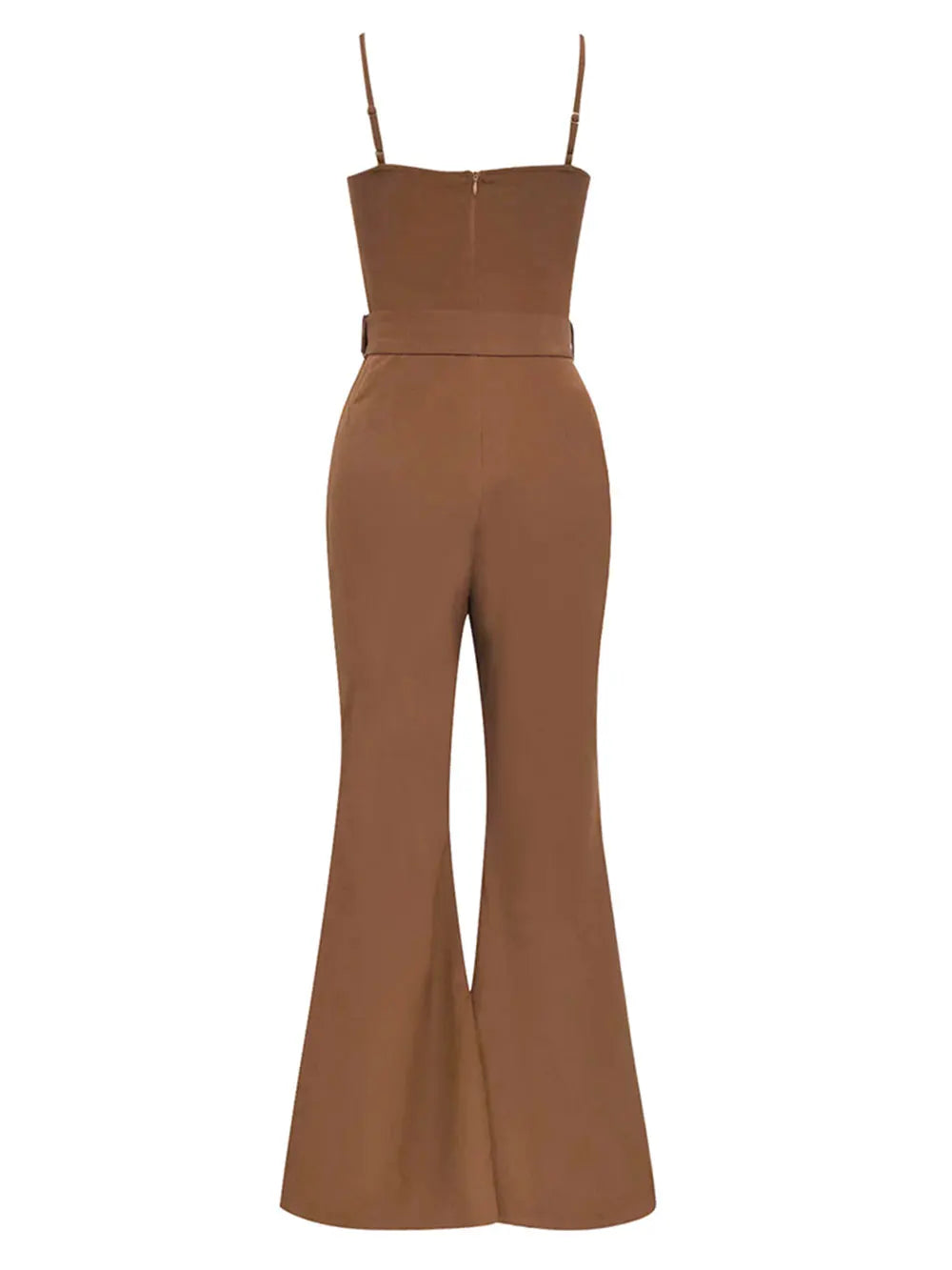 Loudspeaker Spaghetti Strap Sleeveless Belt Backless Flare Jumpsuit