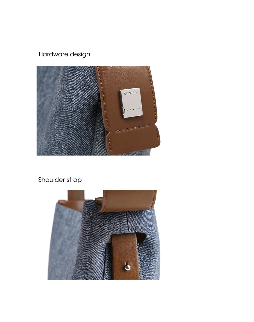 Denim Leather Handle Versatile Crossbody Bag