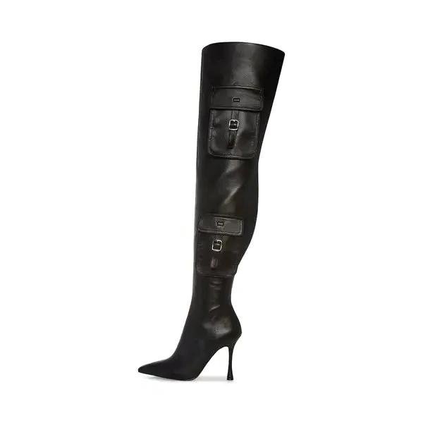 Soft Leather Pocket Pointed Toe Over The Knee Boots