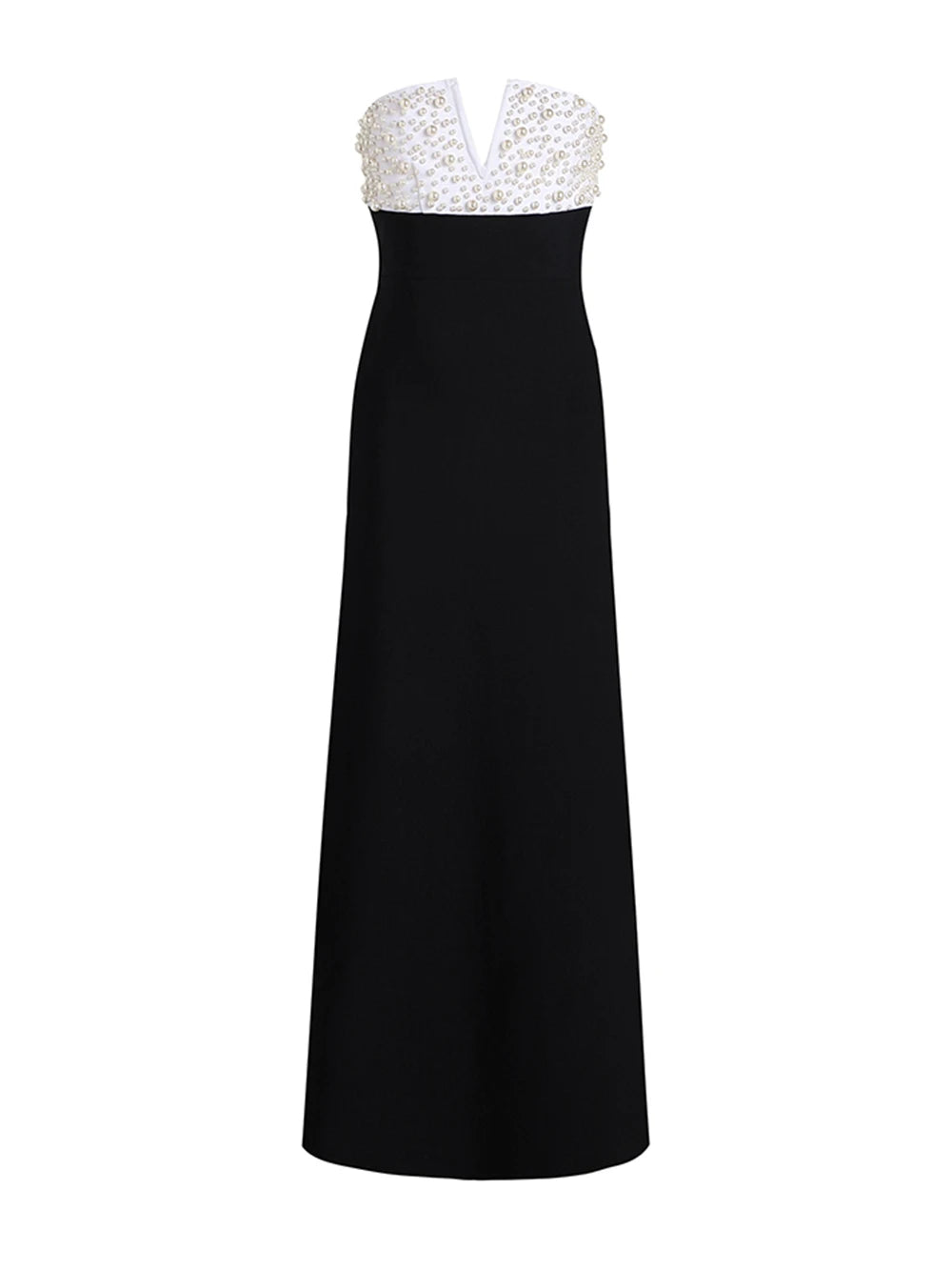 Off Shoulder Strapless Pearl Beaded maxi Bandaged Maxi Dress