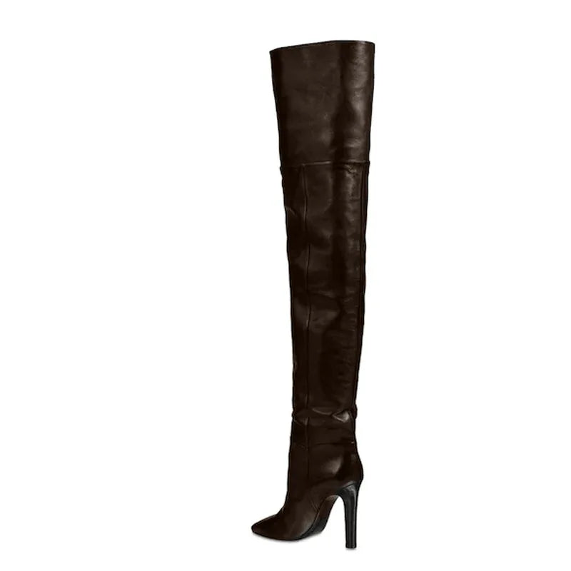 Pu Leather Pointed Toe High Heels Over The Knee Boots