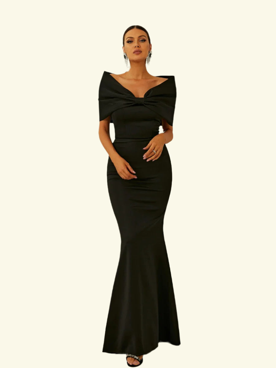 Off Shoulder Sleeveless Bow Front Maxi Mermaid dress