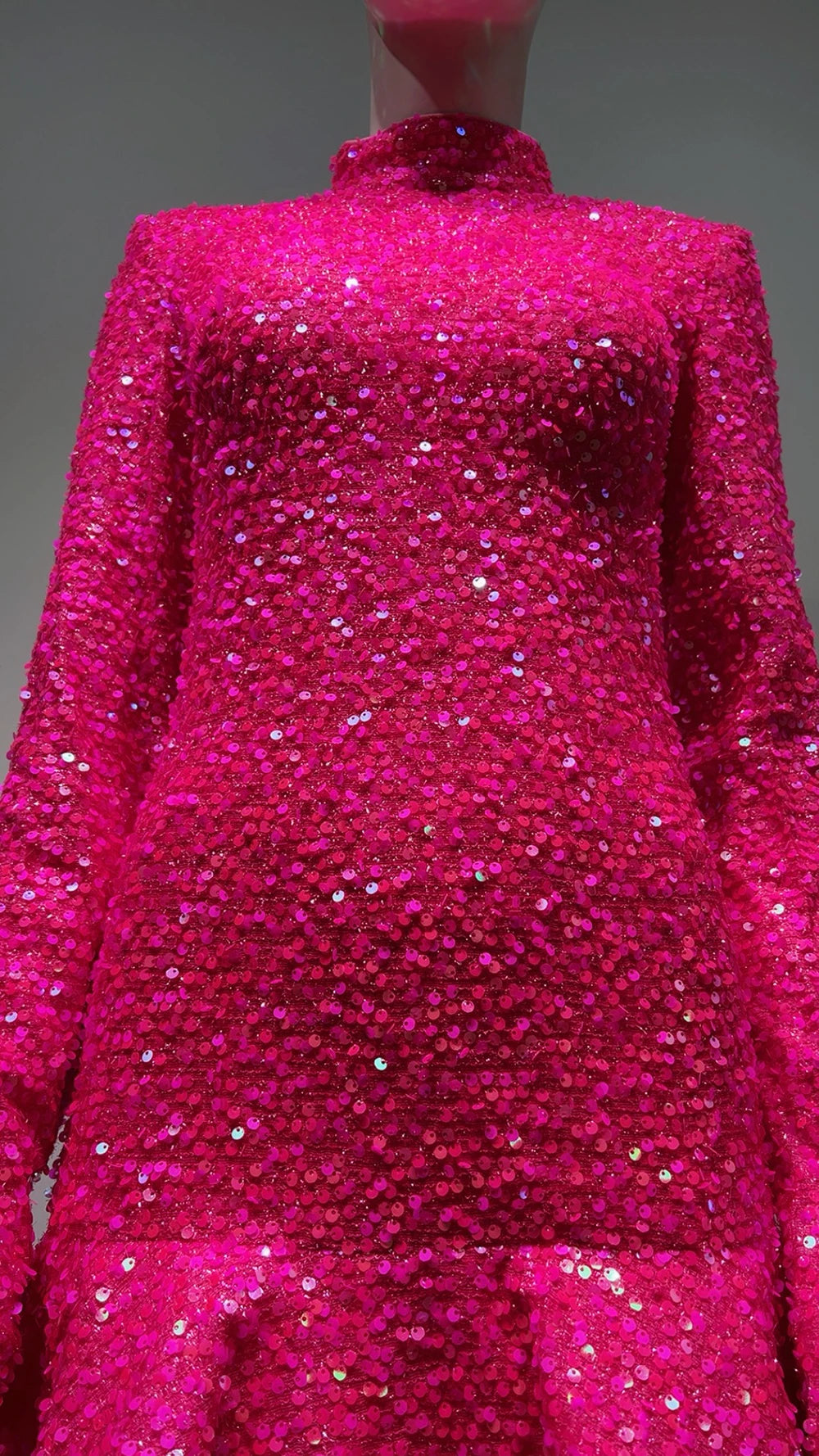 Sequins High Waist Tight Long Sleeve A-line Mini Dress