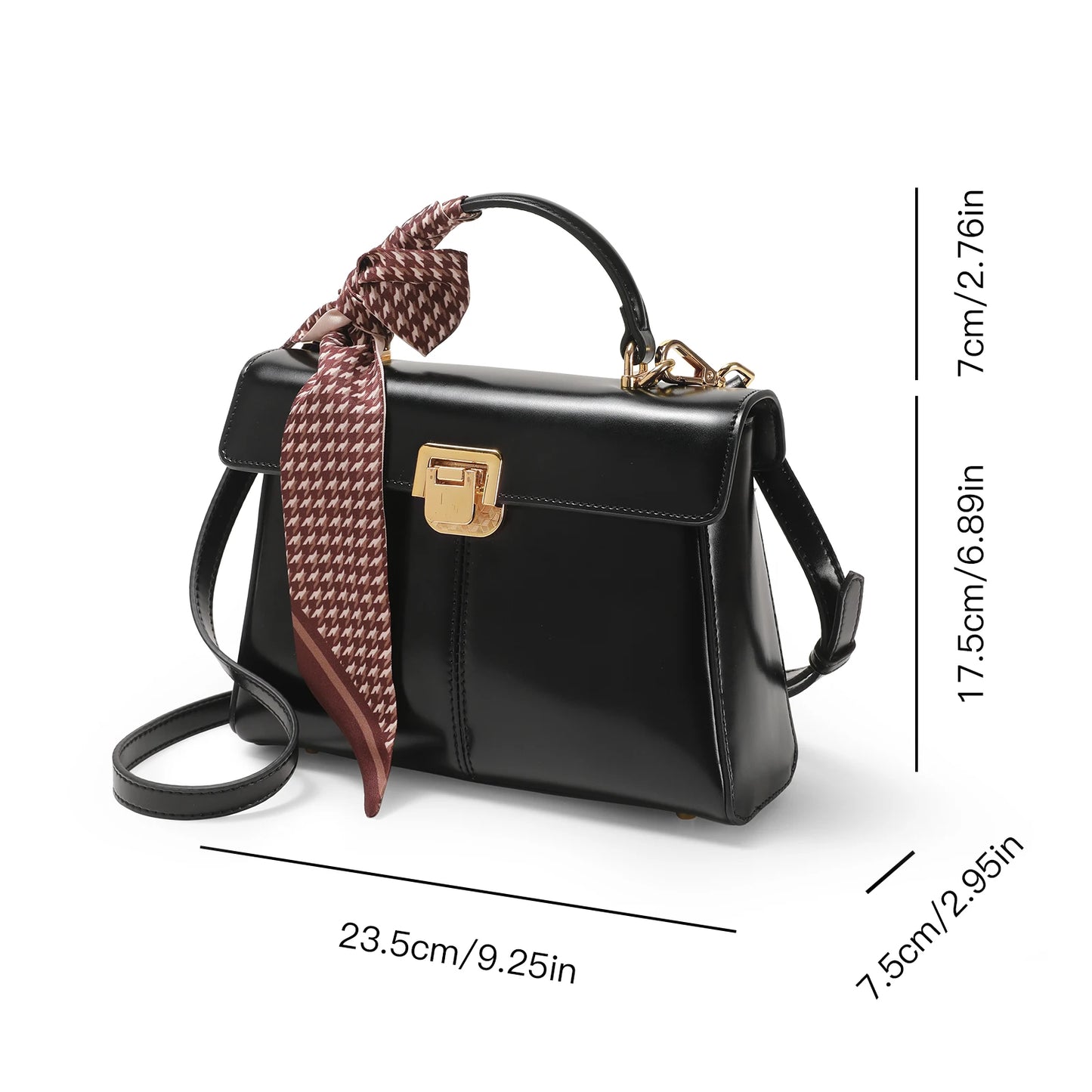 Genuine Leather Versatile With Scarf Decor Crossbody Bag