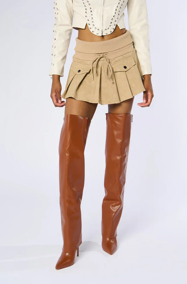 PU Leather Zipper Decor High Heel Over the Knee Boots