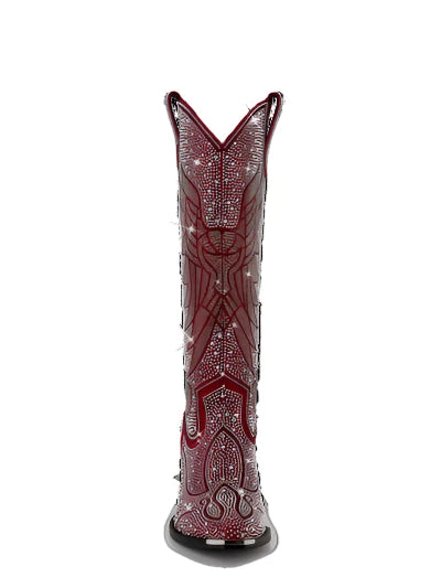 Crystal Rhinestones Bling Buckle Square High Heel Knee High Boots