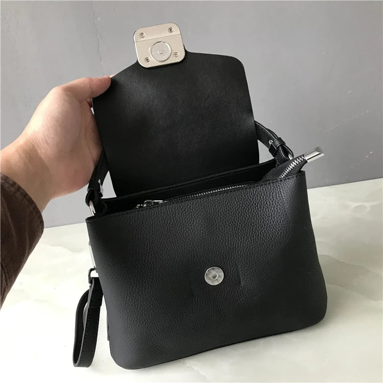 Soft Genuine Leather Flap Casual Strap Crossbody Totes Handbag Bag