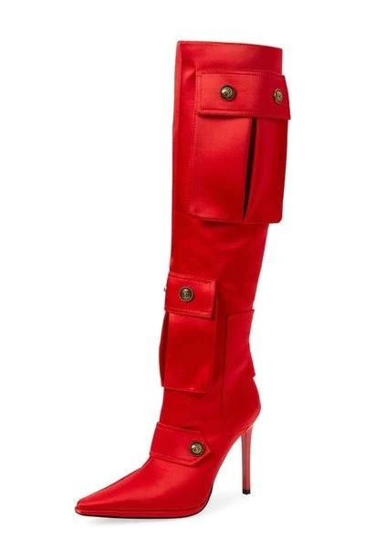 Pointed Toe Pocket Thin High Heel Knee High Boots