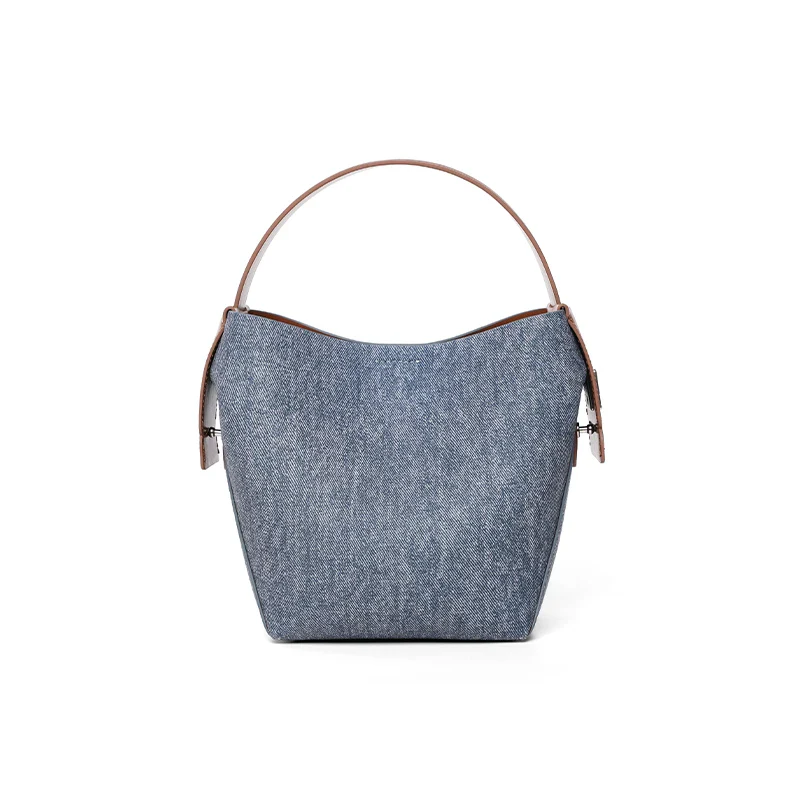 Denim Leather Handle Versatile Crossbody Bag