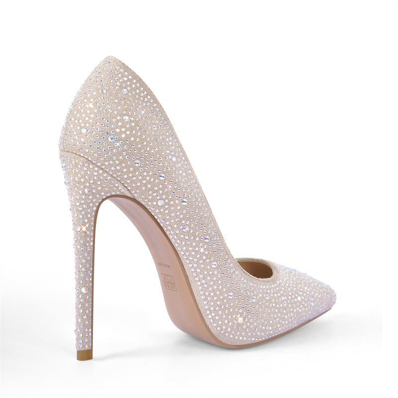 Pointed Toe Rhinestone Pumps Thin High Heel Shoes