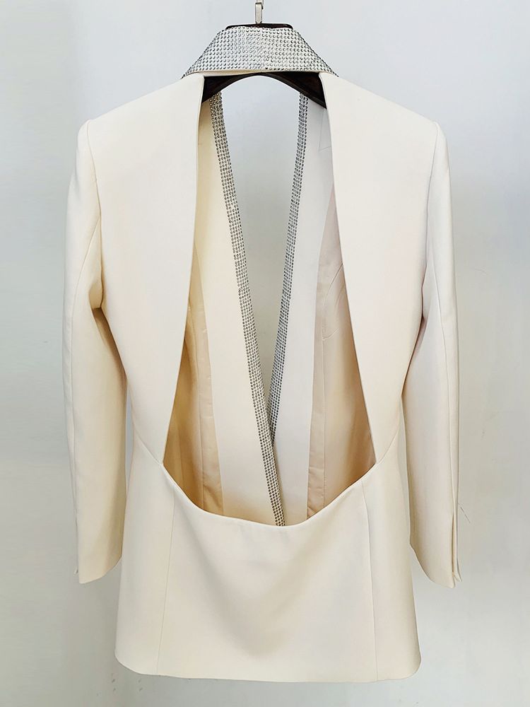 V-Neck Diamond Hollow Long Sleeve Suit Mini Dress