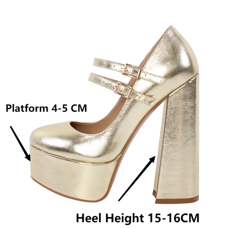 Platform Chunky High Heels Ankle Strap Shoes