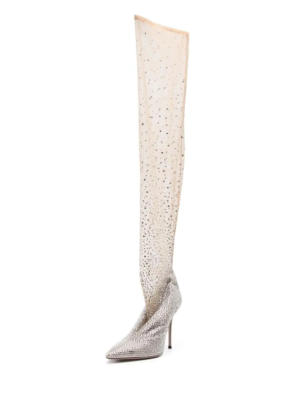 Rhinestone Crystal Bling Thigh High Heel Sock Elastic Over the Knee Boots