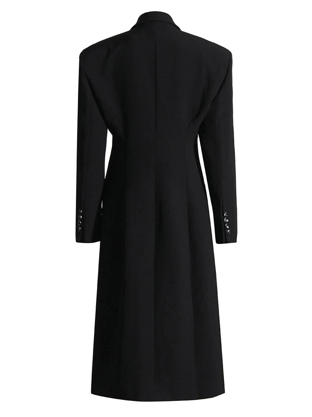 Double Breasted Long Sleeve Gathered Waist Over Coat