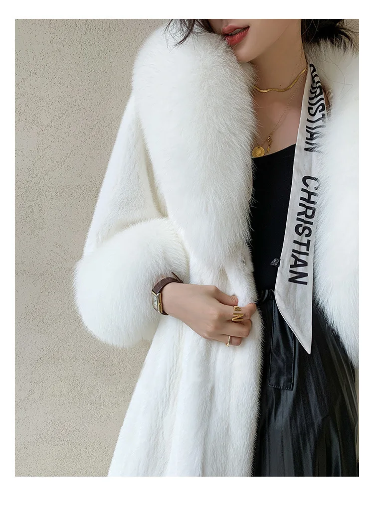 O-Neck Fur Collar Long Sleeve Loose Thick Faux Fur Coat