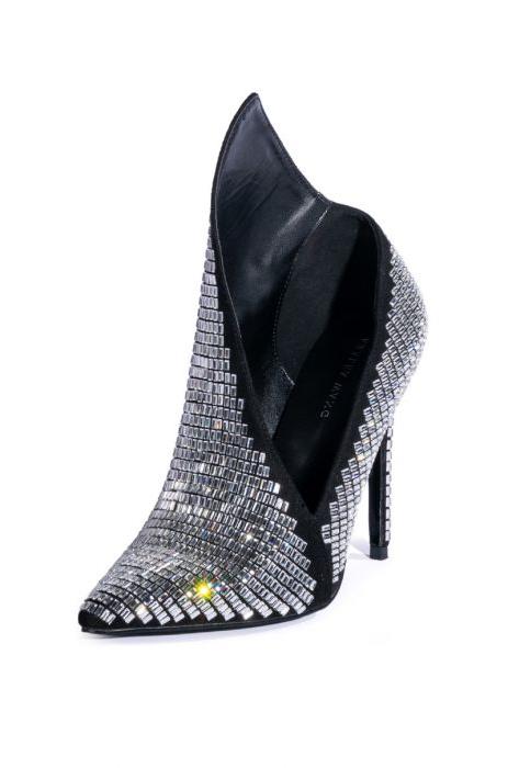 Pumps Crystal Rivet High heel Pointed Toe Boots