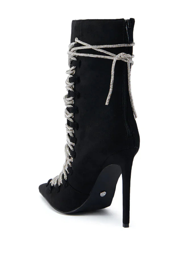 Lace up Cool Slim High Heel Zipper Back Ankle Boots