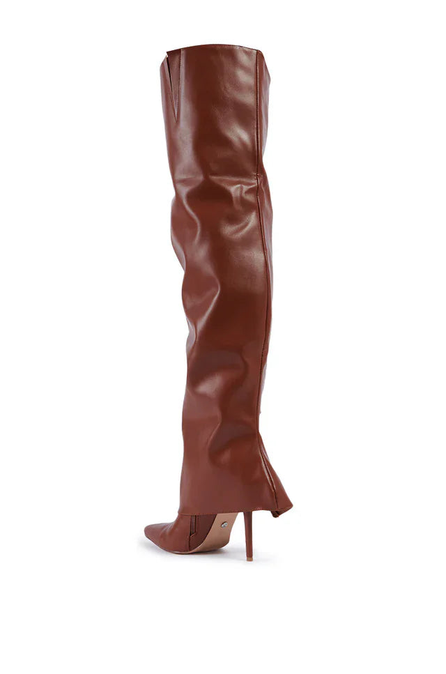 PU Leather Zipper Decor High Heel Over the Knee Boots