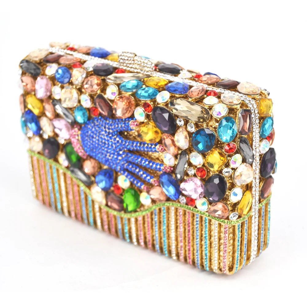 Hand Decor Palm Crystal Diamond Decor Clutch Handbags