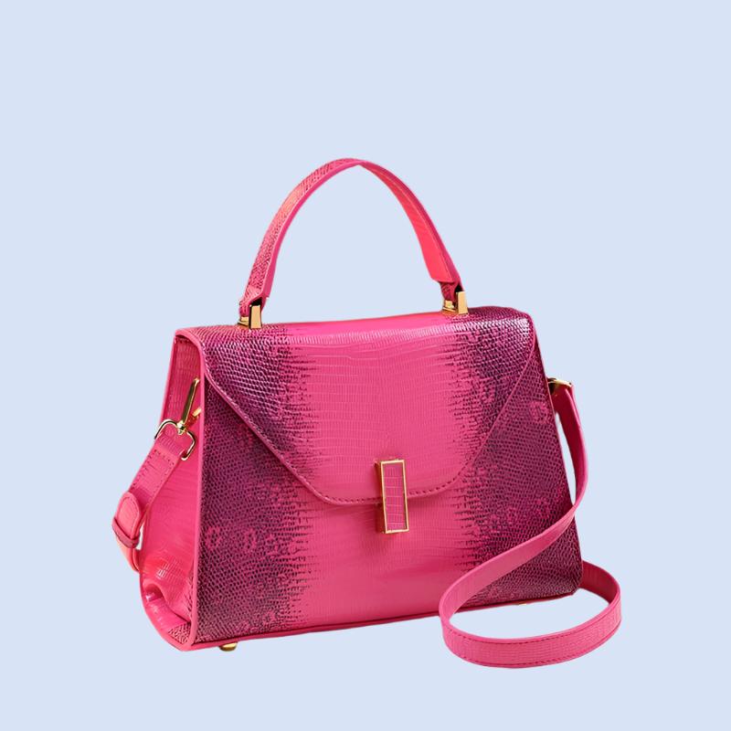 Pu Leather Chic Stone Print With Twist Lock Crossbody Shoulder Bag