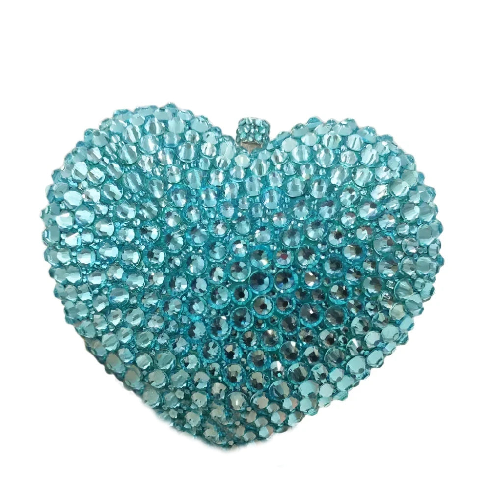 Deluxe Crystal Diamond Heart Shaped Evening Clutch Bag