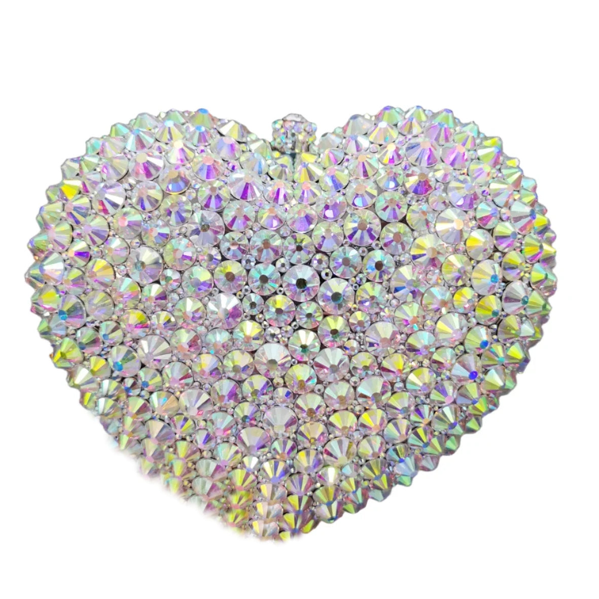 Deluxe Crystal Diamond Heart Shaped Evening Clutch Bag