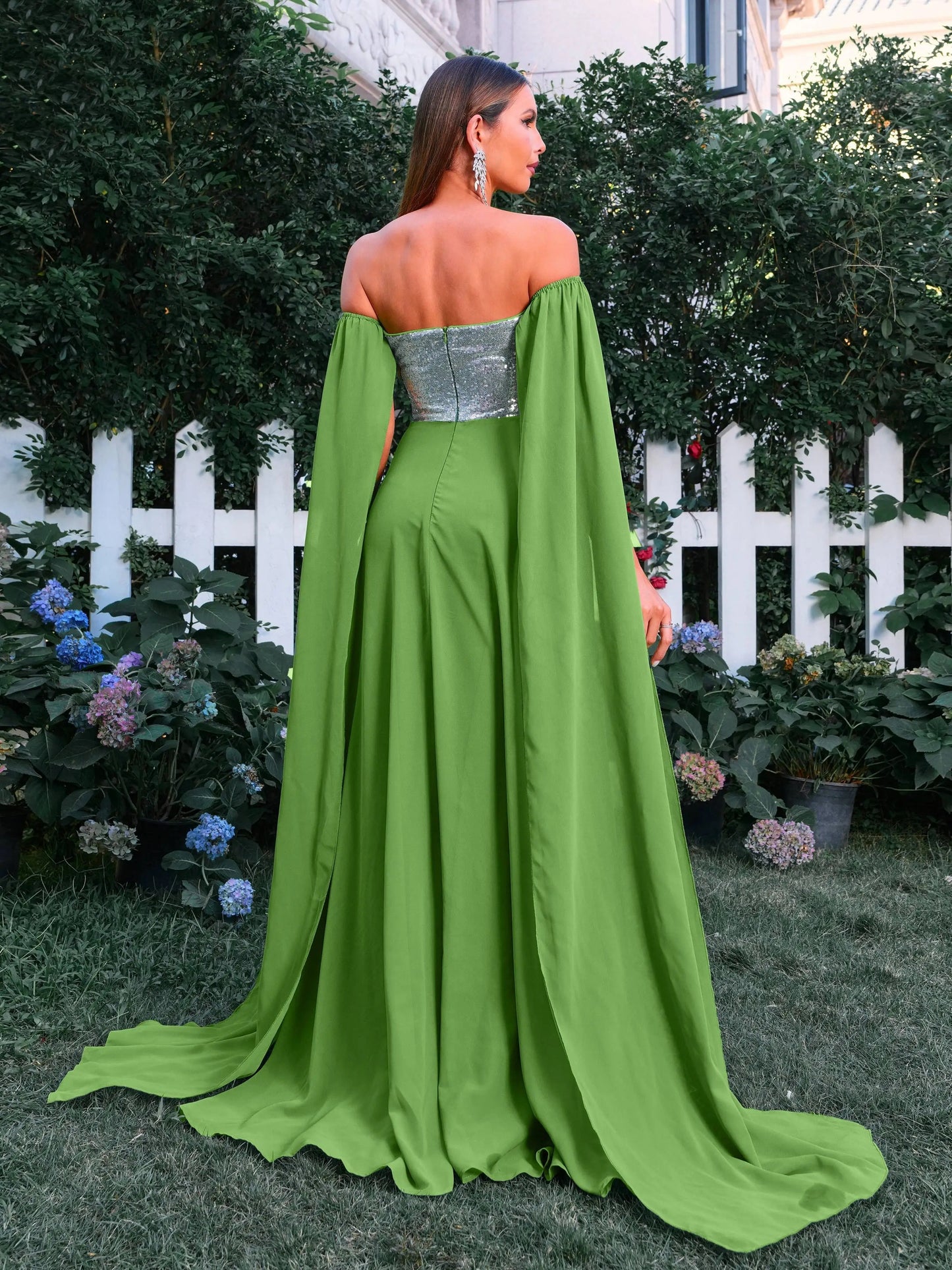 Slash Neck Strapless Chic Off Shoulder A Line Prom Maxi Dress