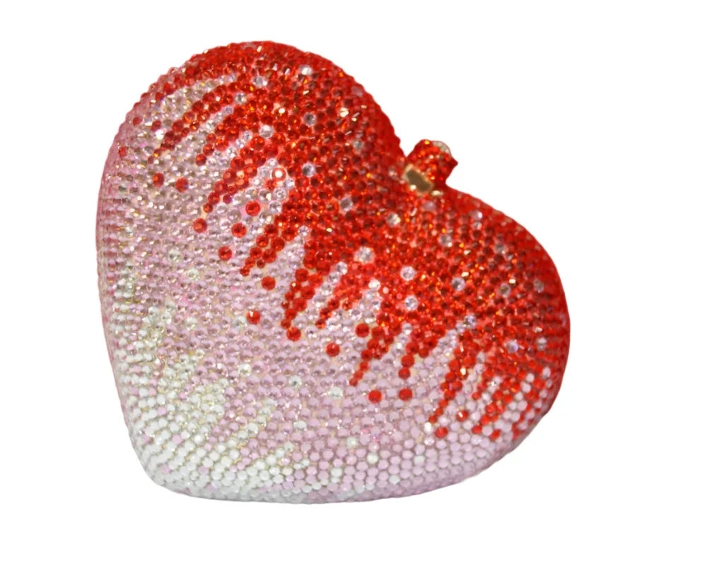 Deluxe Crystal Diamond Heart Shaped Evening Clutch Bag