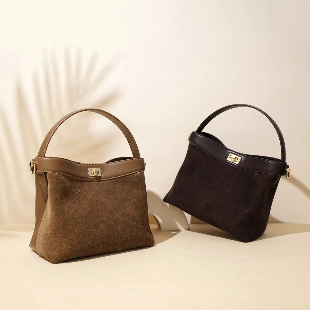 Suede Leather Shoulder Satchel Pouch Messenger Handbag