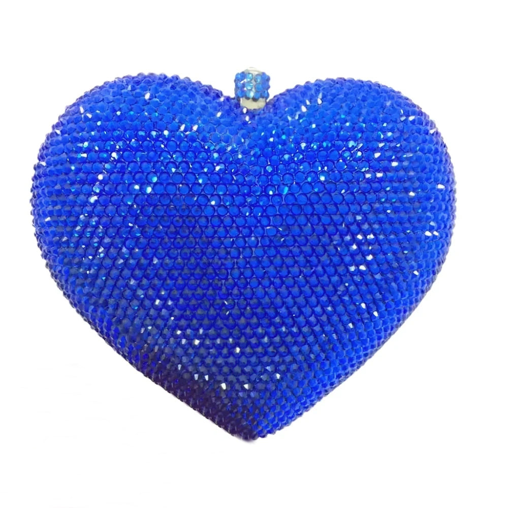 Deluxe Crystal Diamond Heart Shaped Evening Clutch Bag