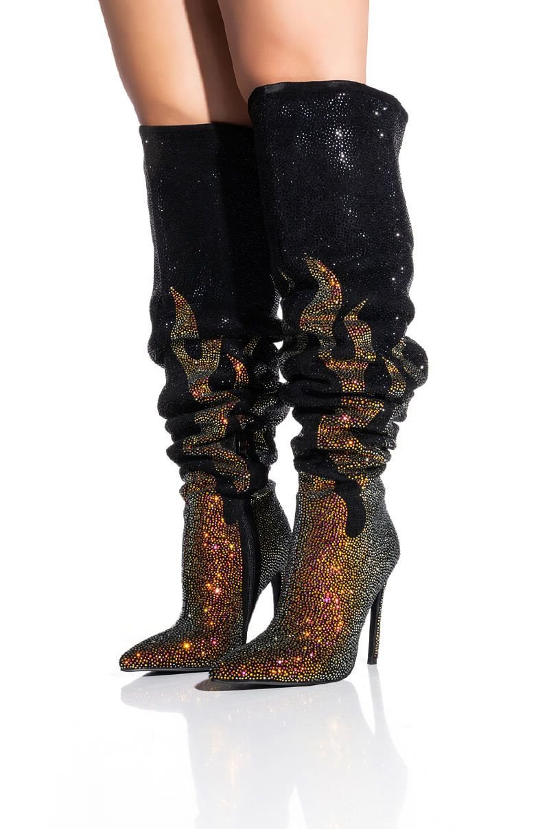 Crystal Diamond Stripper Over The Knee Boots