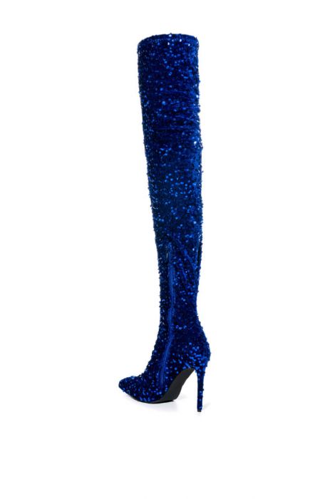 Crystal Colourful Stone Over the Knee Boots