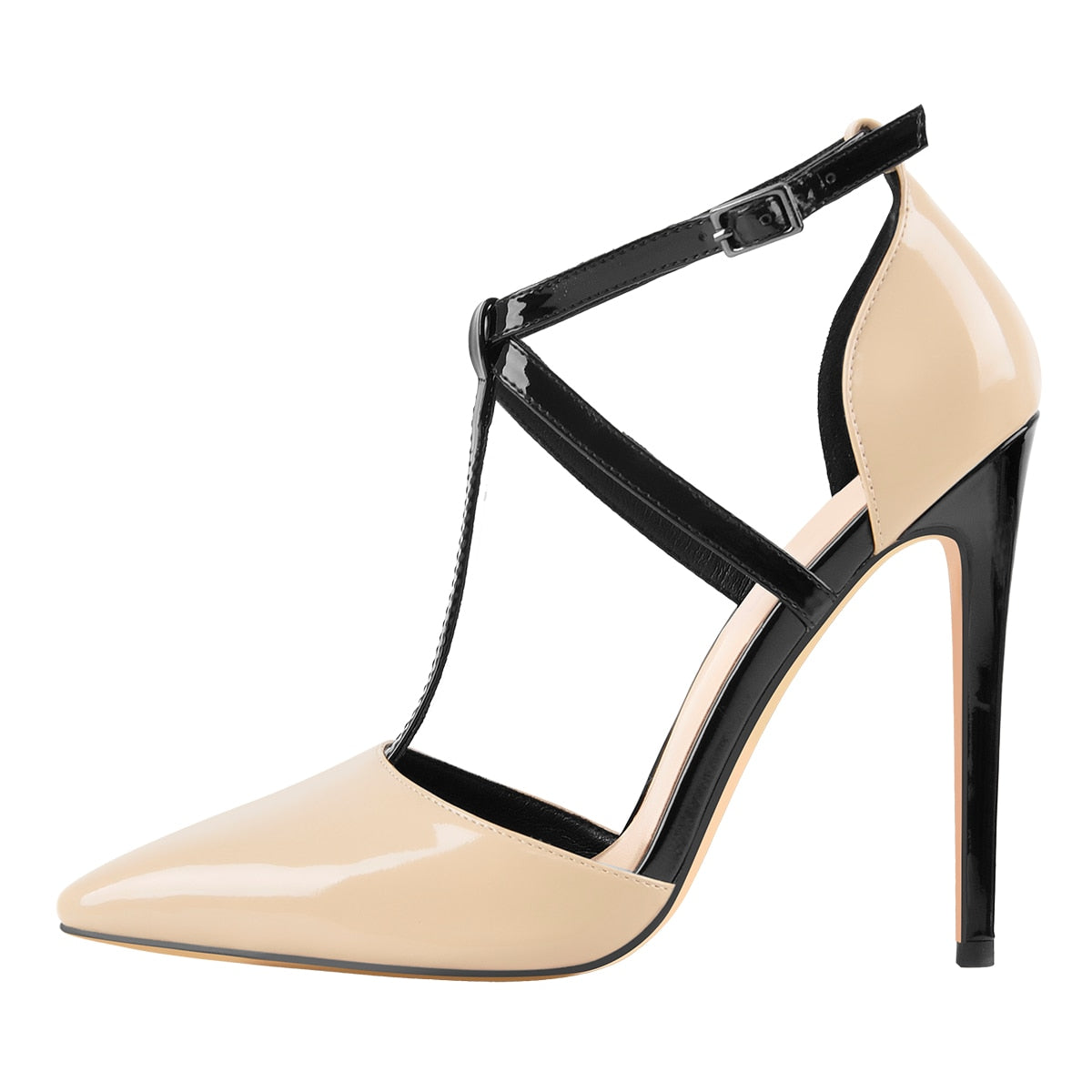 Pointed Toe T-Strap Pumps High Heel Shoes