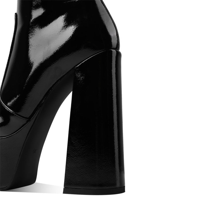 Platform Thick Heel Patent leather Boots