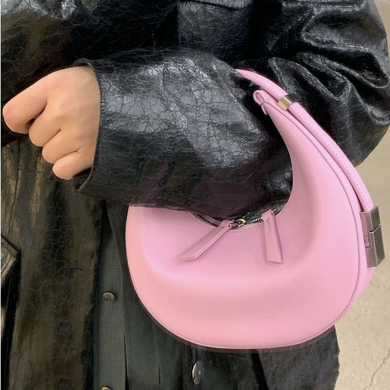 PU Leather Half Moon Shoulder Bag