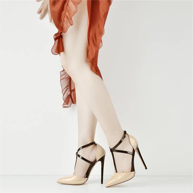 Pointed Toe T-Strap Pumps High Heel Shoes