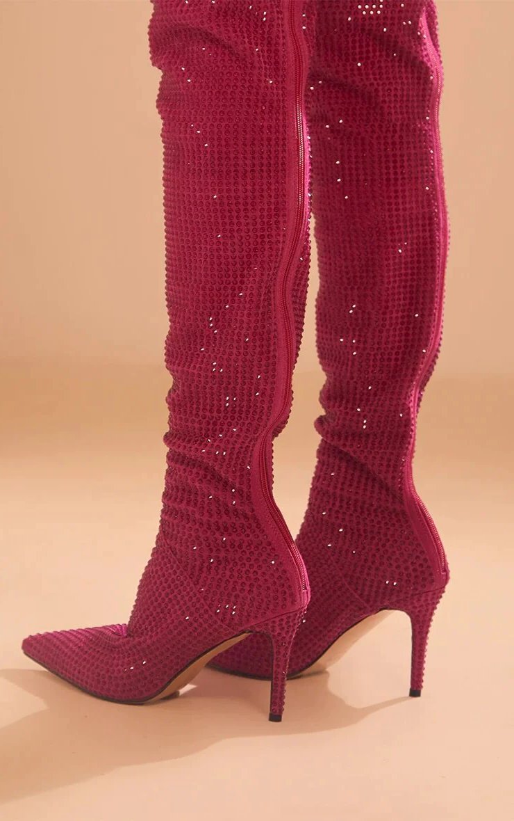 Bling Crystal Over The Knee Boots