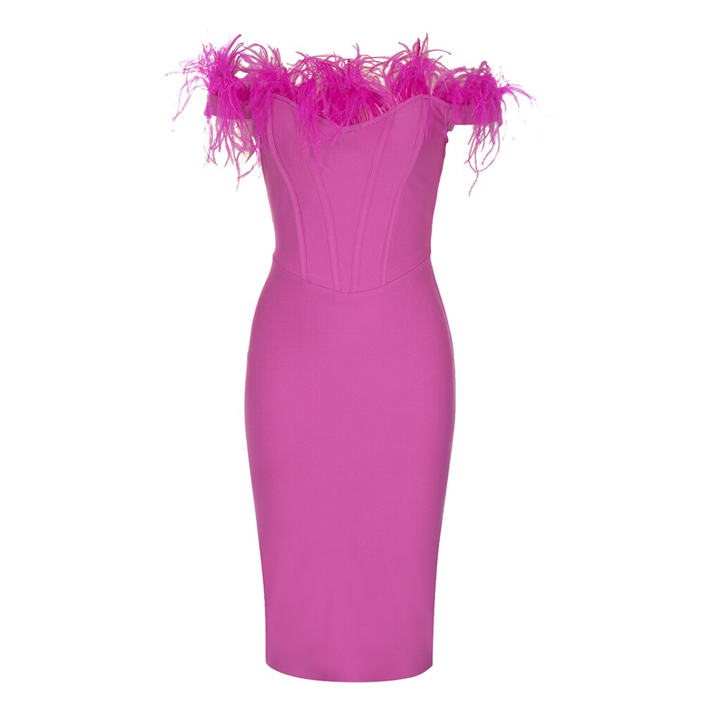 Strapless Backless Feather Bandage Dress