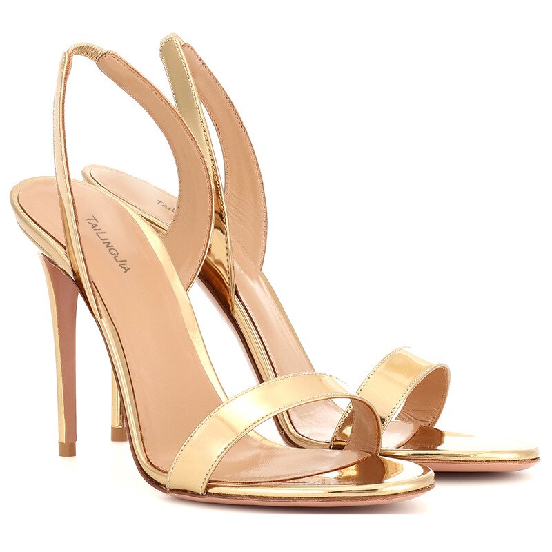 PU Leather One Word High Heel Sandals