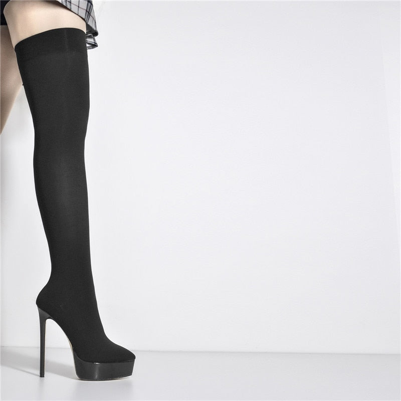 High Heel Stretch Sock Over the Knee Boots