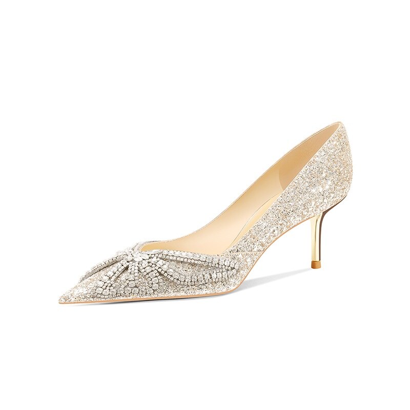 Pointed Toe Rhinestone Sequins High Heel Shoes