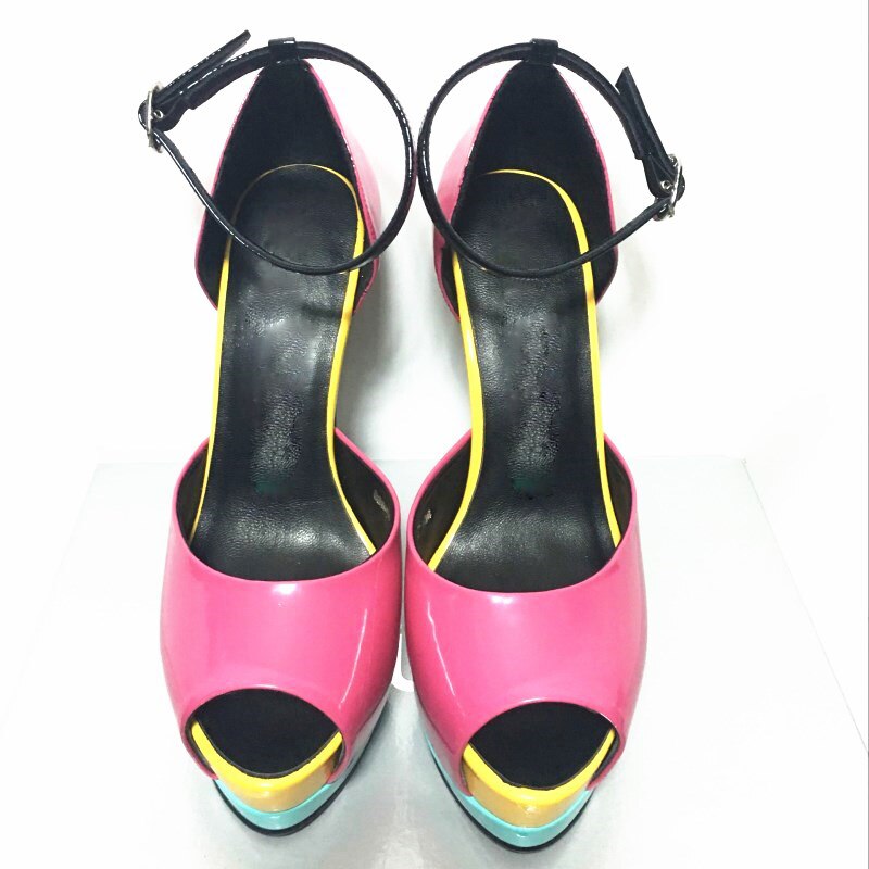 Peep Toe Ankle Strap Colourful Heels Sandals