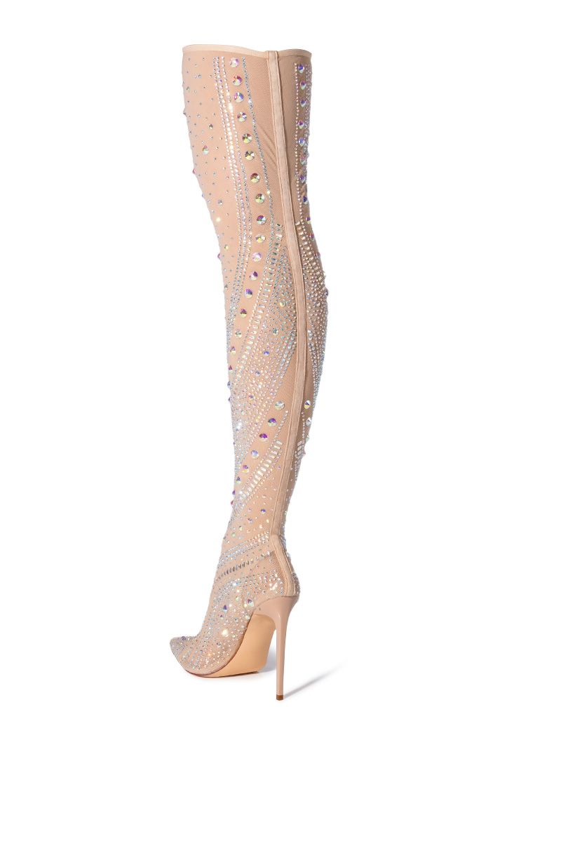 Rhinestone Crystal Bling Thigh Sock Over The Knee Boots