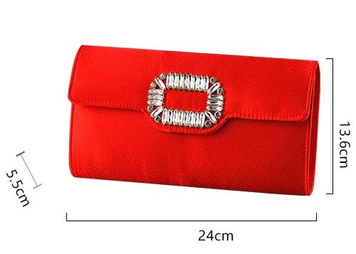 Satin Diamond Crystal Square Button Clutch Bags