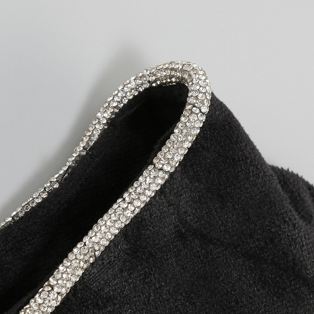 Velvet Diamond Cord Lace Short Jacket &Mini Skirt Set