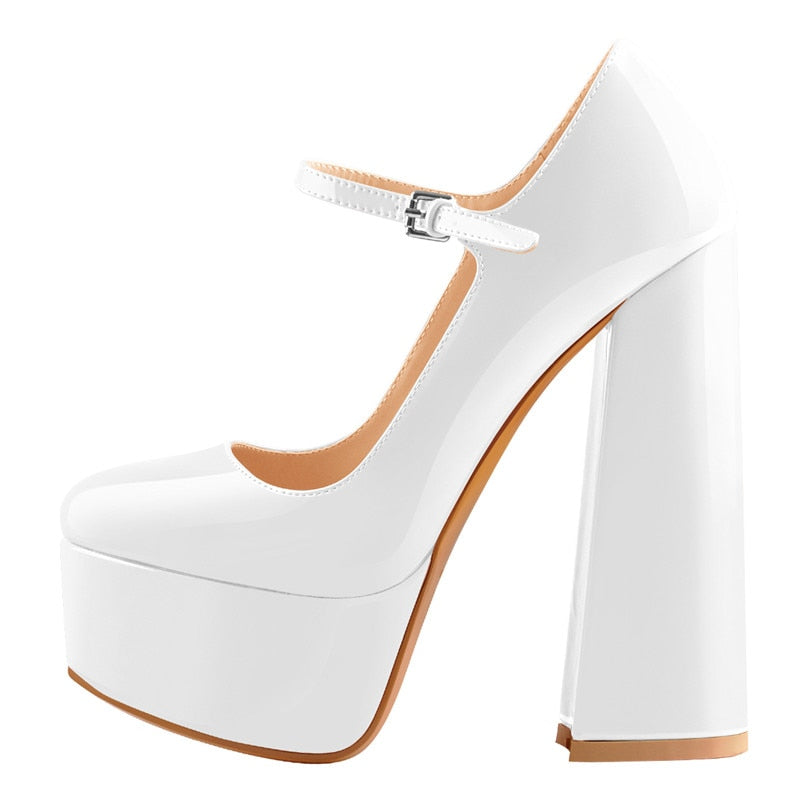 Ankle Strap Chunky High Heels Shoes