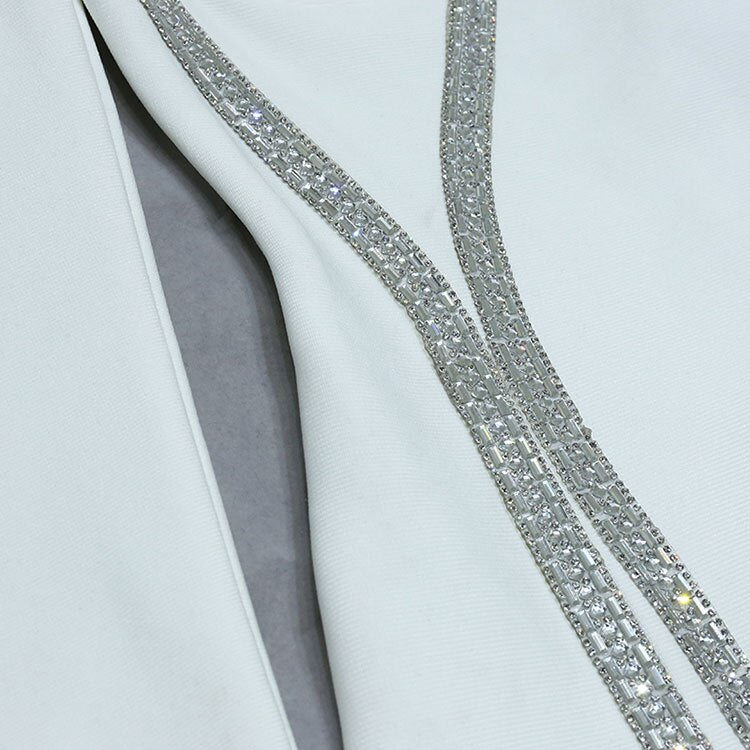 Bubble Long Sleeve Split Diamond Bandage Dress