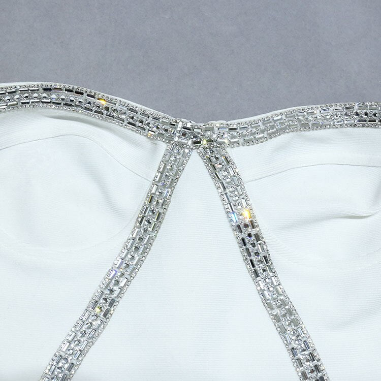 Bubble Long Sleeve Split Diamond Bandage Dress